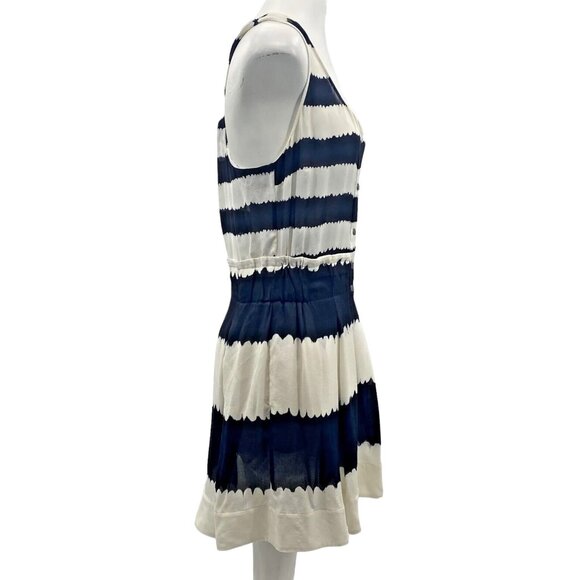 A.L.C. Size S Bexley Streaky Stripe Button Down Dress Silk Mini White Black $498 - Picture 2 of 10